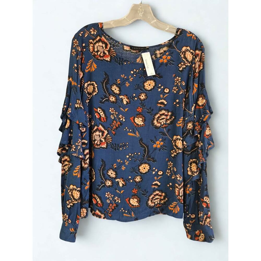 Sanctuary Floral Ruffled Sleeve Blouse - Women's Large‎